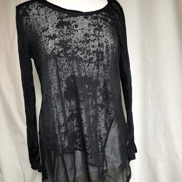 Distressed black long sleeve tunic - Picture 1 of 3